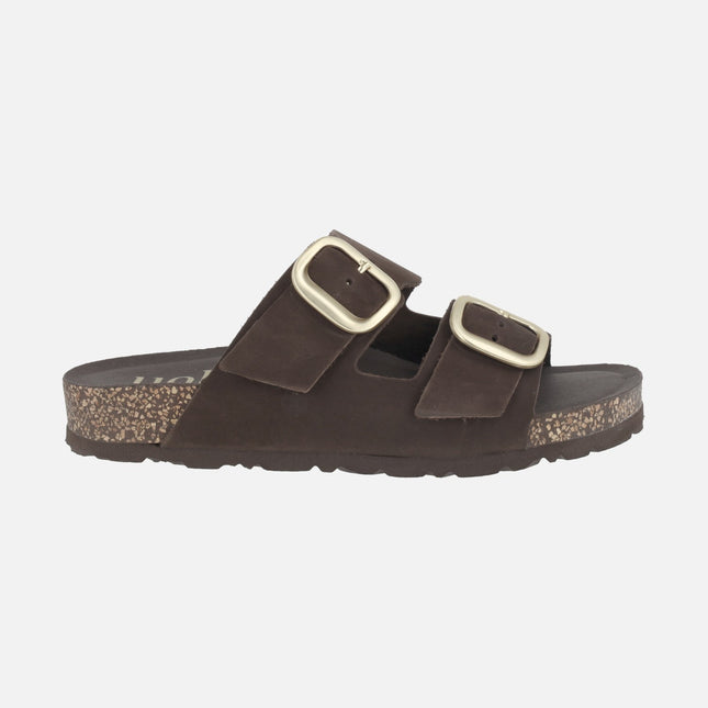 Sandalias planas de piel nobuck con hebillas Jerba 700