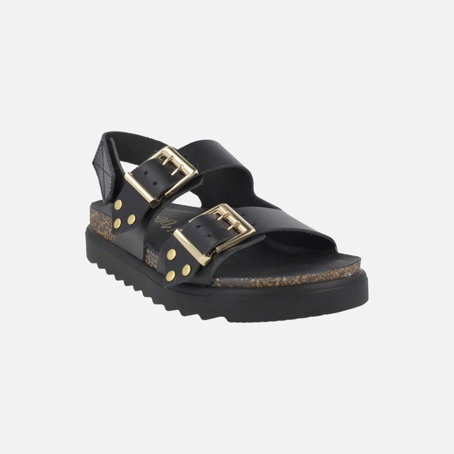 Sandalias de piel con tira de velcro al talón y hebillas Tunez-261