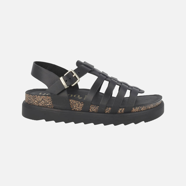 Sandalias negras de piel Tunez-107 Negro