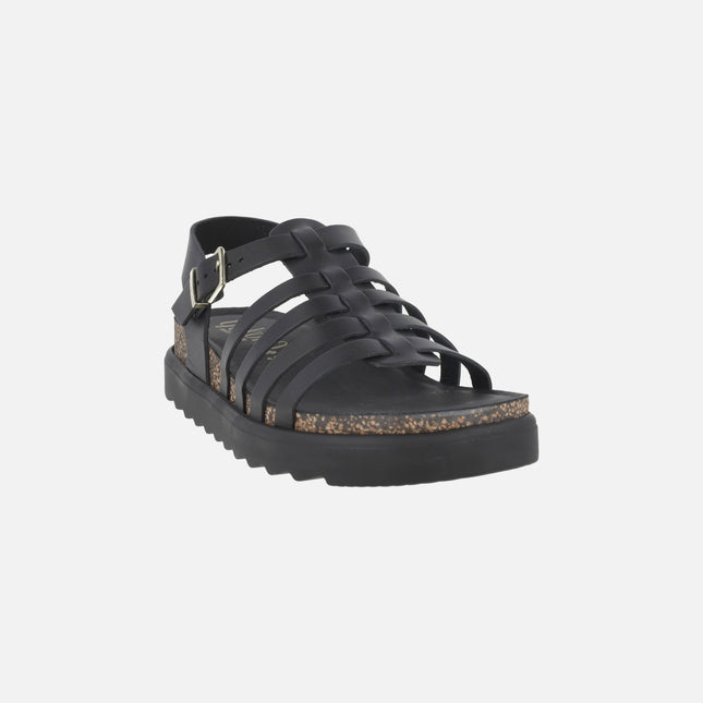 Sandalias negras de piel Tunez-107 Negro