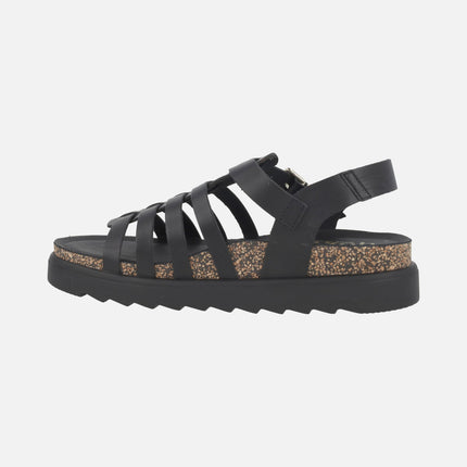 Sandalias negras de piel Tunez-107 Negro