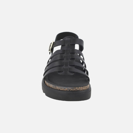 Sandalias negras de piel Tunez-107 Negro