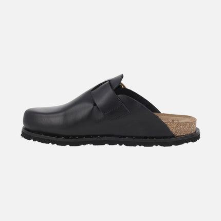 Leather clogs with gold buckle Bolus-599
