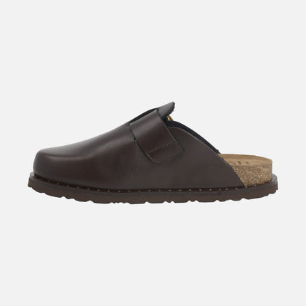 Leather clogs with gold buckle Bolus-599
