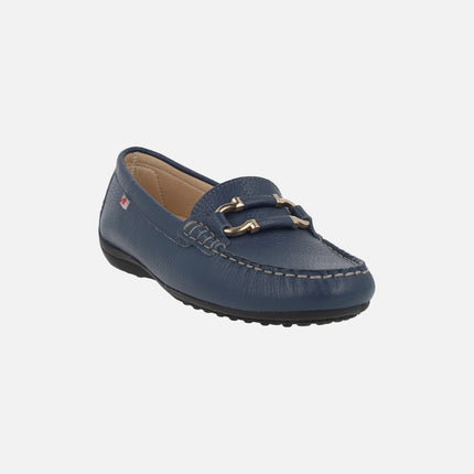 Bruni leather comfort loafers with metallic detail