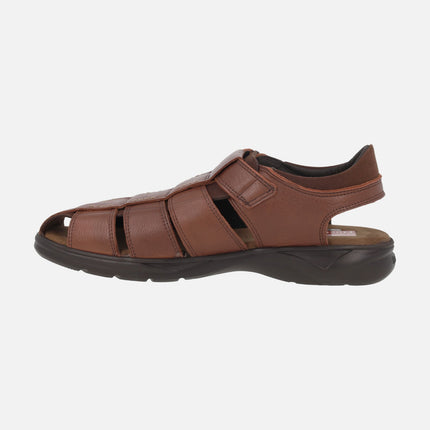 Sandalias marrones de piel para hombre con cierre de velcro Dozer