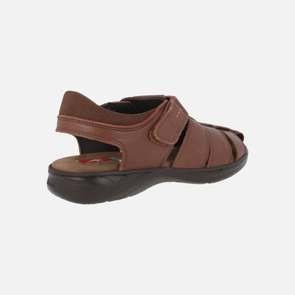 Sandalias marrones de piel para hombre con cierre de velcro Dozer