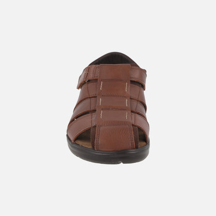 Sandalias marrones de piel para hombre con cierre de velcro Dozer