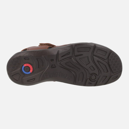 Sandalias marrones de piel para hombre con cierre de velcro Dozer
