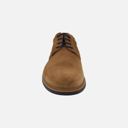 Tristan men's lace-up shoes in brown suede