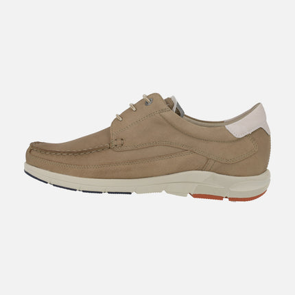 Kai men's boating shoes in taupe nubuck