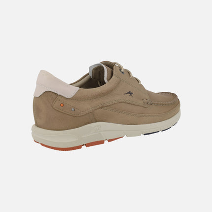 Kai men's boating shoes in taupe nubuck