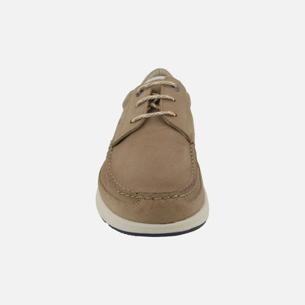 Kai men's boating shoes in taupe nubuck