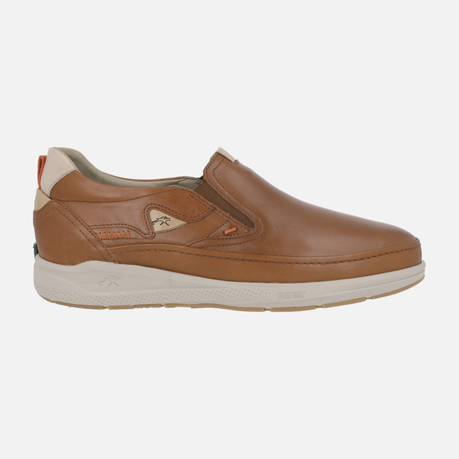 Men's comfort moccasins in brown leather with elastics Kadir