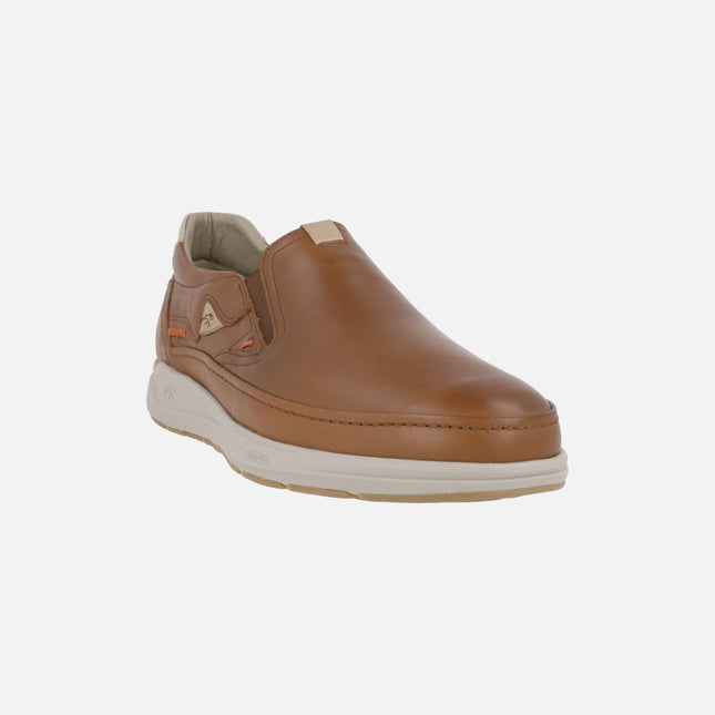 Men's comfort moccasins in brown leather with elastics Kadir