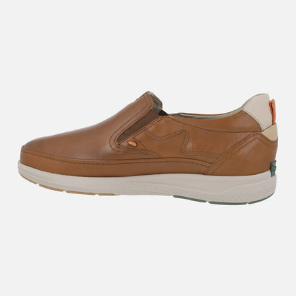 Men's comfort moccasins in brown leather with elastics Kadir