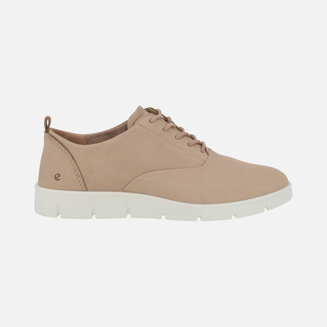 Bella low nude nubuck leather lace-up shoes