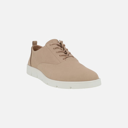 Bella low nude nubuck leather lace-up shoes