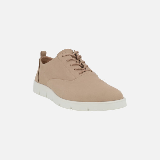 Bella low nude nubuck leather lace-up shoes