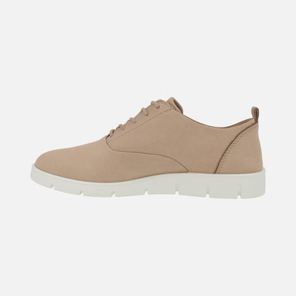Bella low nude nubuck leather lace-up shoes