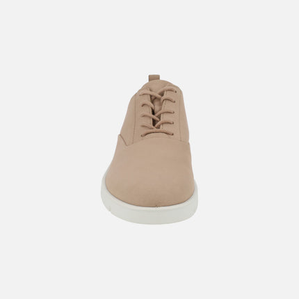 Bella low nude nubuck leather lace-up shoes