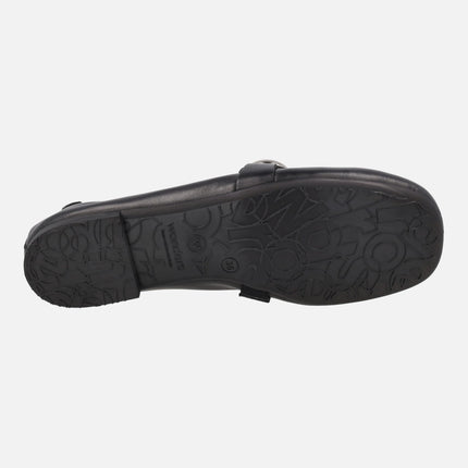 Black leather Lulu 04 ballerinas with studded strip on the instep