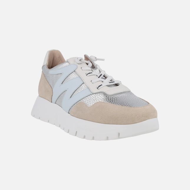 Zapatillas deportivas en combinado plata/aura Odisei 01