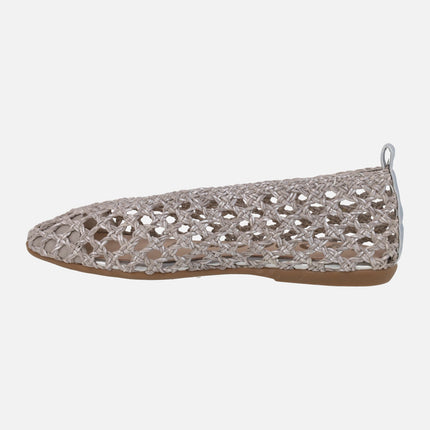 Braided raffia effect ballet flats Bow 05