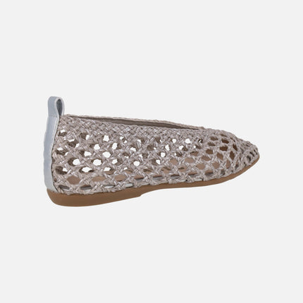 Braided raffia effect ballet flats Bow 05