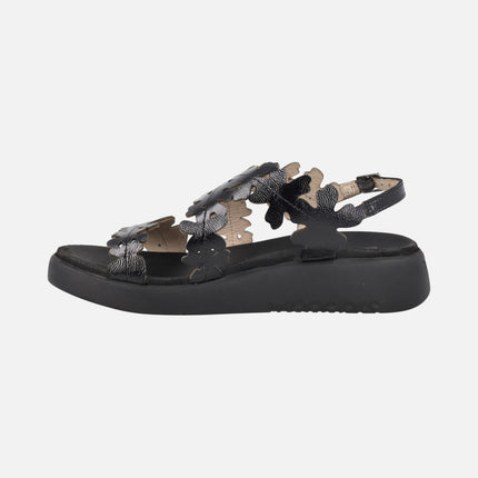Sandalias en piel charol efecto flores Mar 51