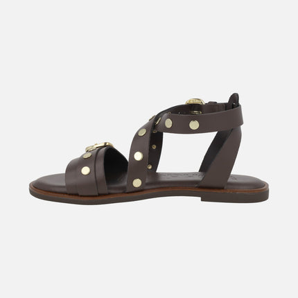 Flat leather sandals with studs Kora 42