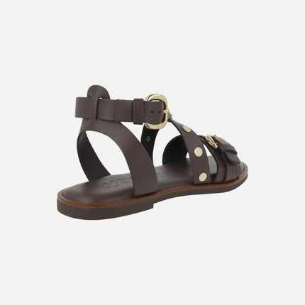 Flat leather sandals with studs Kora 42