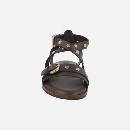 Flat leather sandals with studs Kora 42