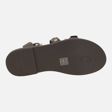 Flat leather sandals with studs Kora 42