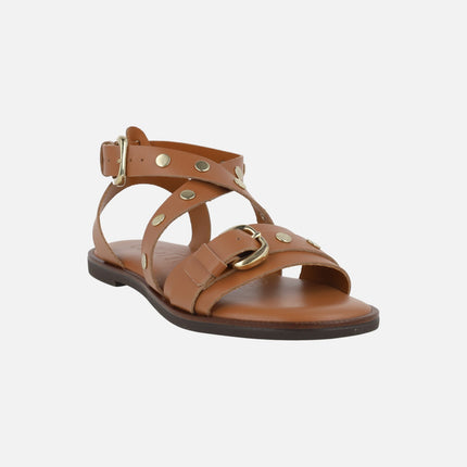 Flat leather sandals with studs Kora 42