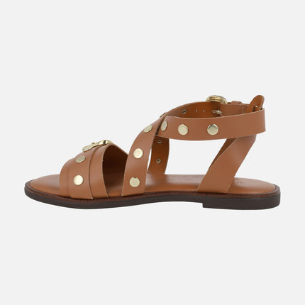 Flat leather sandals with studs Kora 42