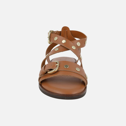 Flat leather sandals with studs Kora 42