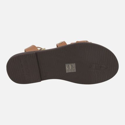 Flat leather sandals with studs Kora 42
