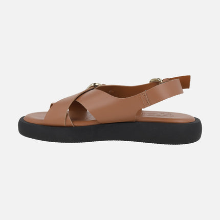 Sandalias negras de piel con pieza para dedo y hebillas Horizon 32