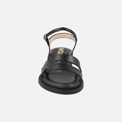 Sandalias negras de piel con tacón bajo Janett 10