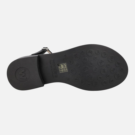 Sandalias negras de piel con tacón bajo Janett 10