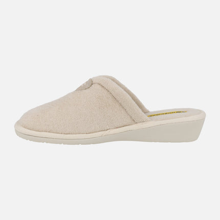 Women's Barefoot House Slippers in Beige Towel