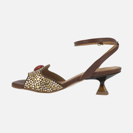 Brown Ericeira heeled sandals with ankle strap