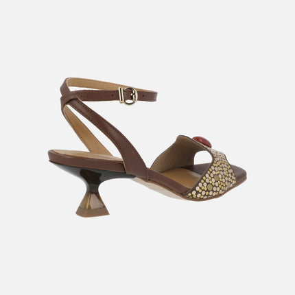Brown Ericeira heeled sandals with ankle strap