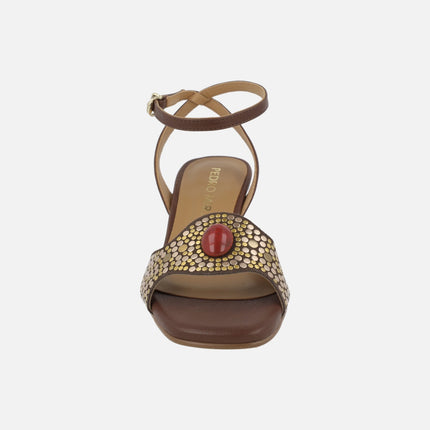 Brown Ericeira heeled sandals with ankle strap