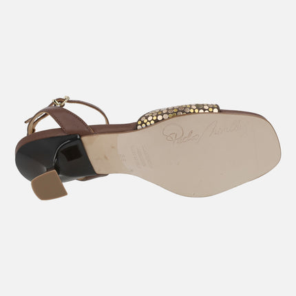Brown Ericeira heeled sandals with ankle strap