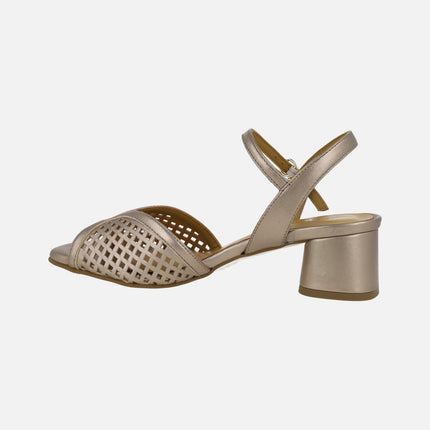 Itero metallic sandals in mesh-effect openwork leather