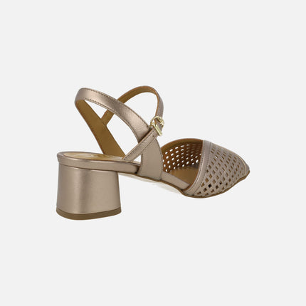 Itero metallic sandals in mesh-effect openwork leather