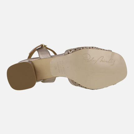 Itero metallic sandals in mesh-effect openwork leather