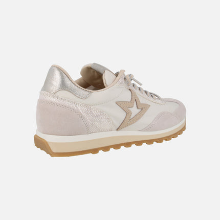 Zapatillas deportivas Cetti en combinado marfil con cordones elásticos
